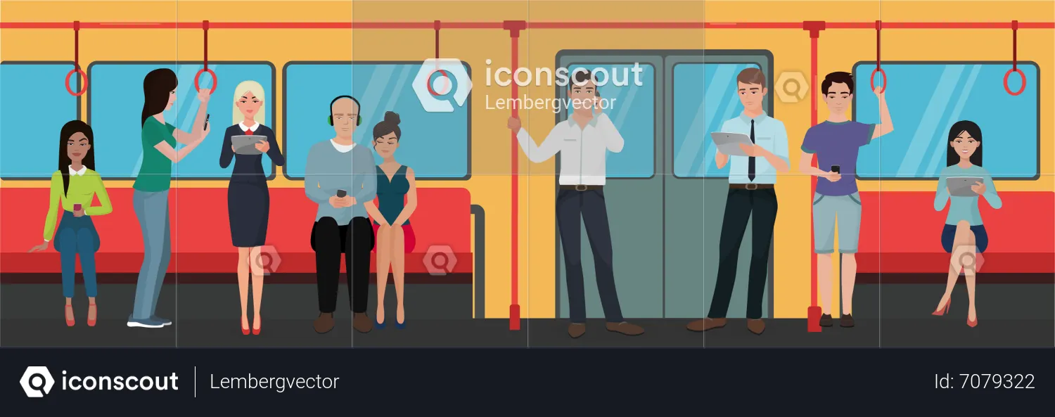 People In Subway  Illustration
