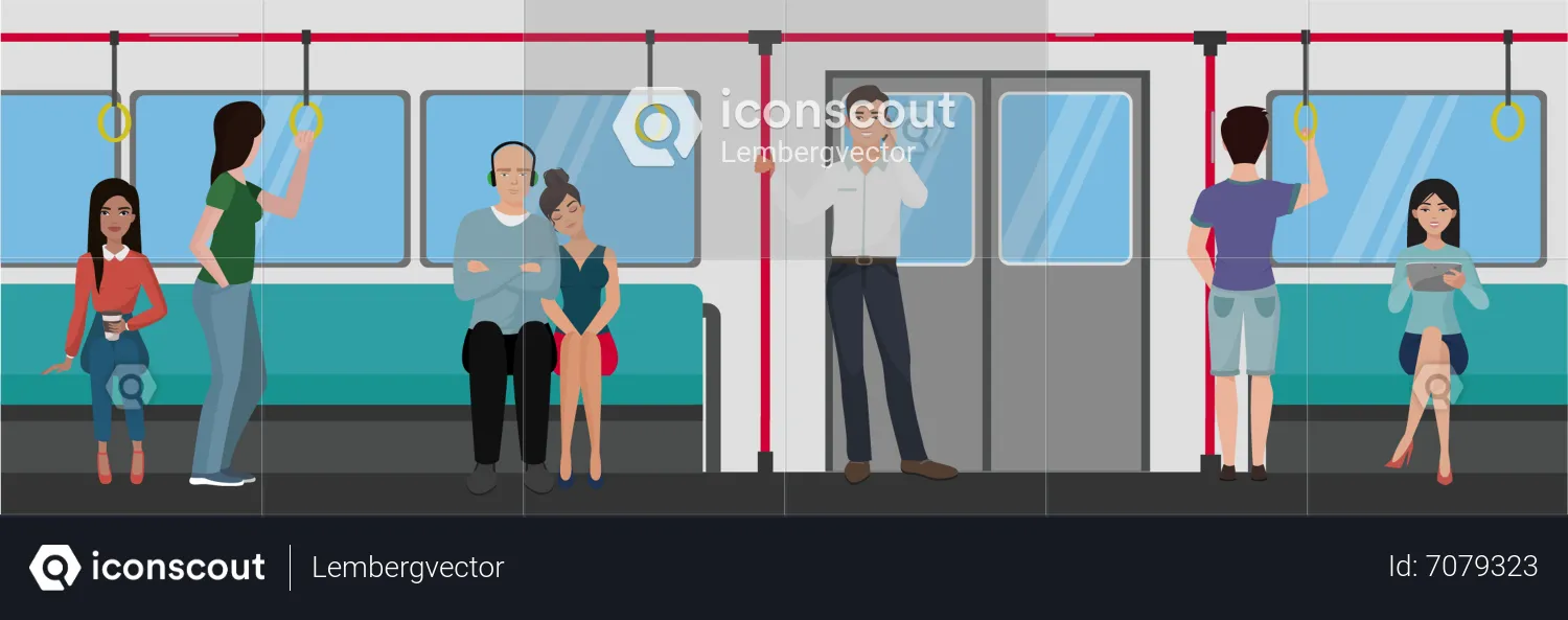People In Train  Illustration