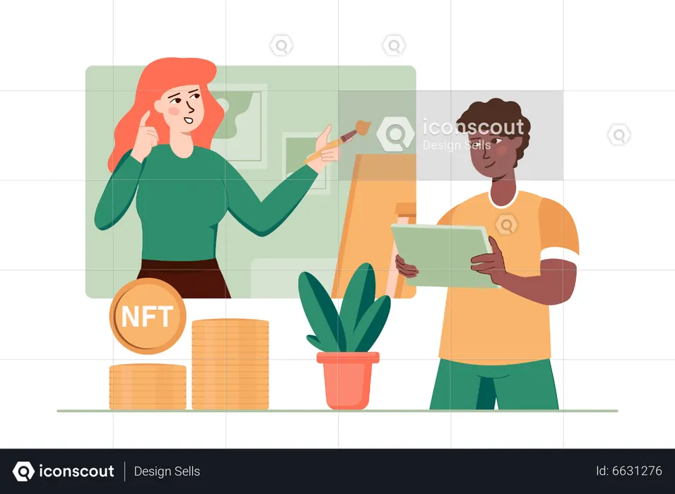 People invest money in nft  Illustration