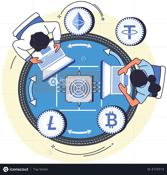 People investing in cryptocurrency  Illustration