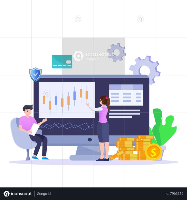 People Investing Money In Stock Market  Illustration