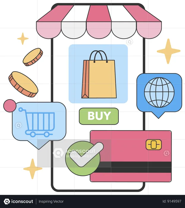 People is doing online shopping  Illustration