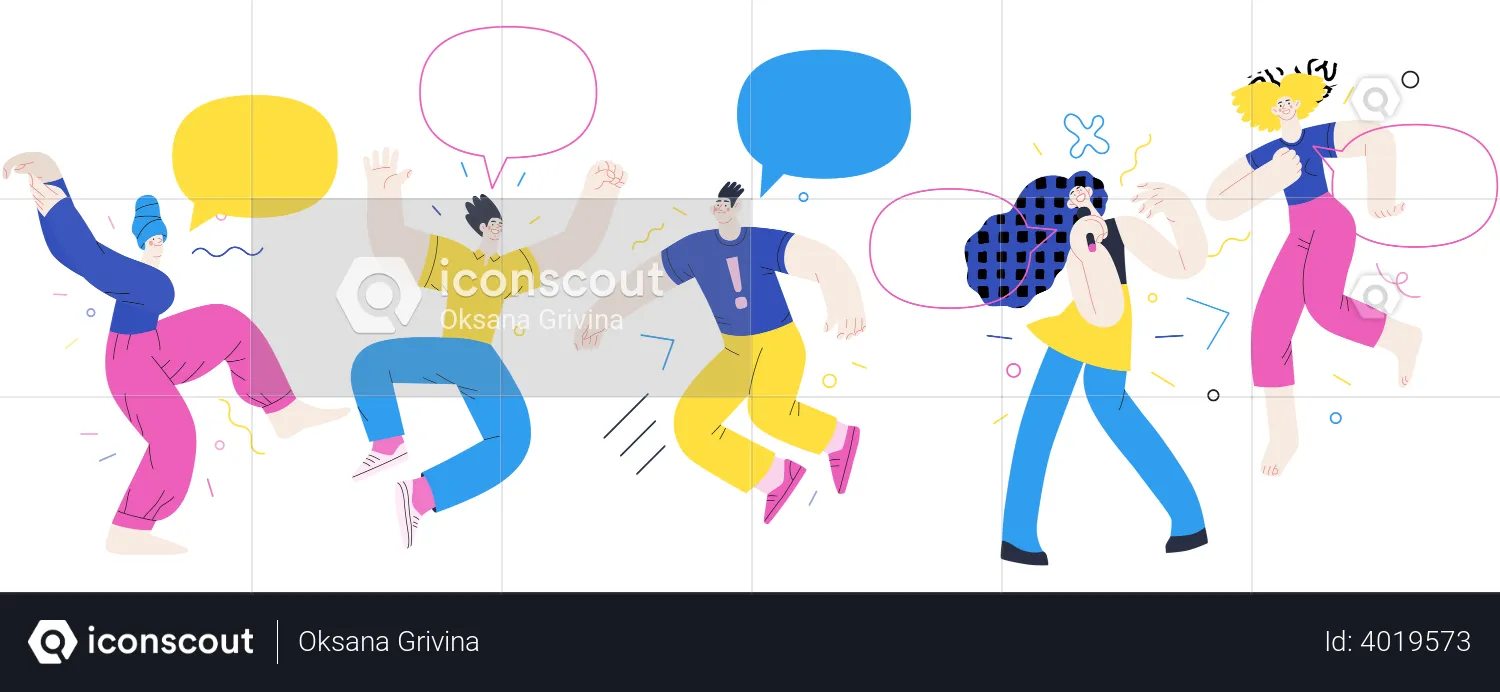 People Jumping In Air  Illustration