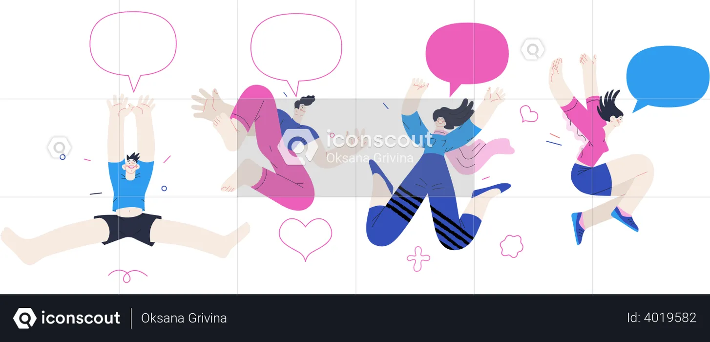 People Jumping In Air  Illustration