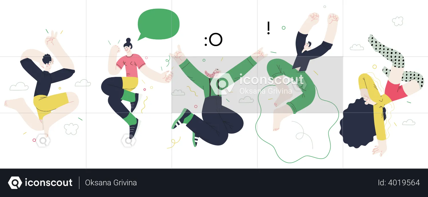 People jumping in air and feeling good  Illustration