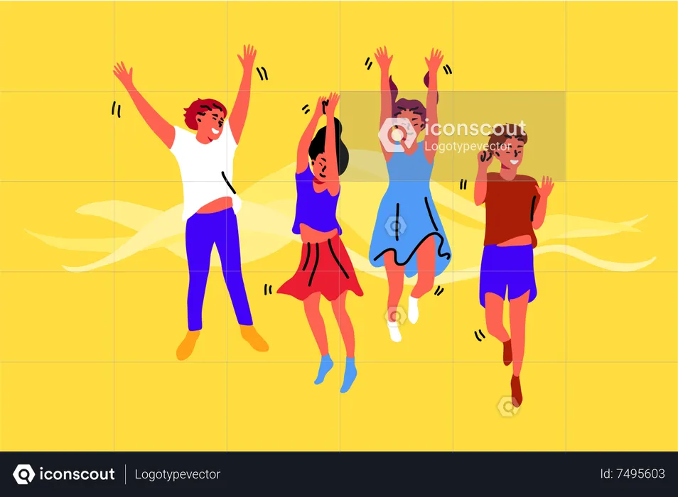 People jumping in air  Illustration