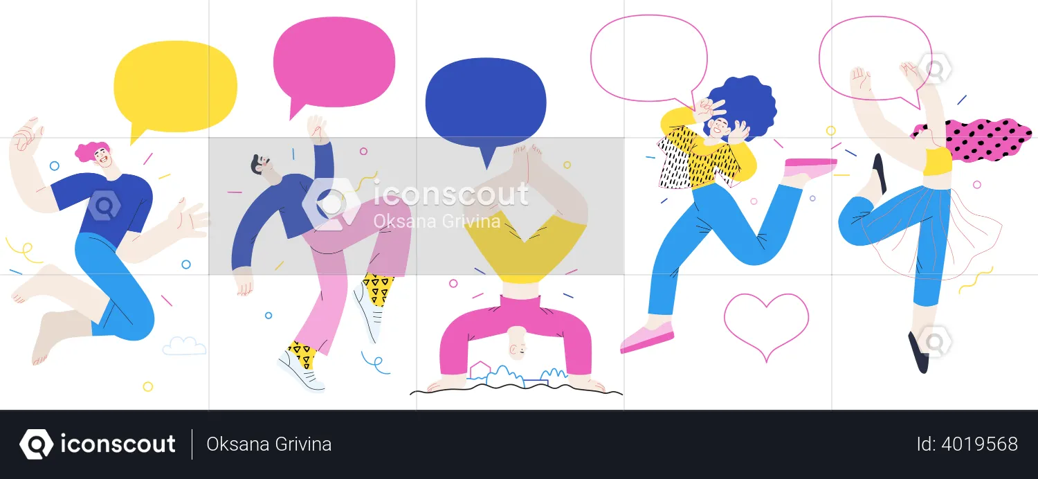 People Jumping In Air  Illustration