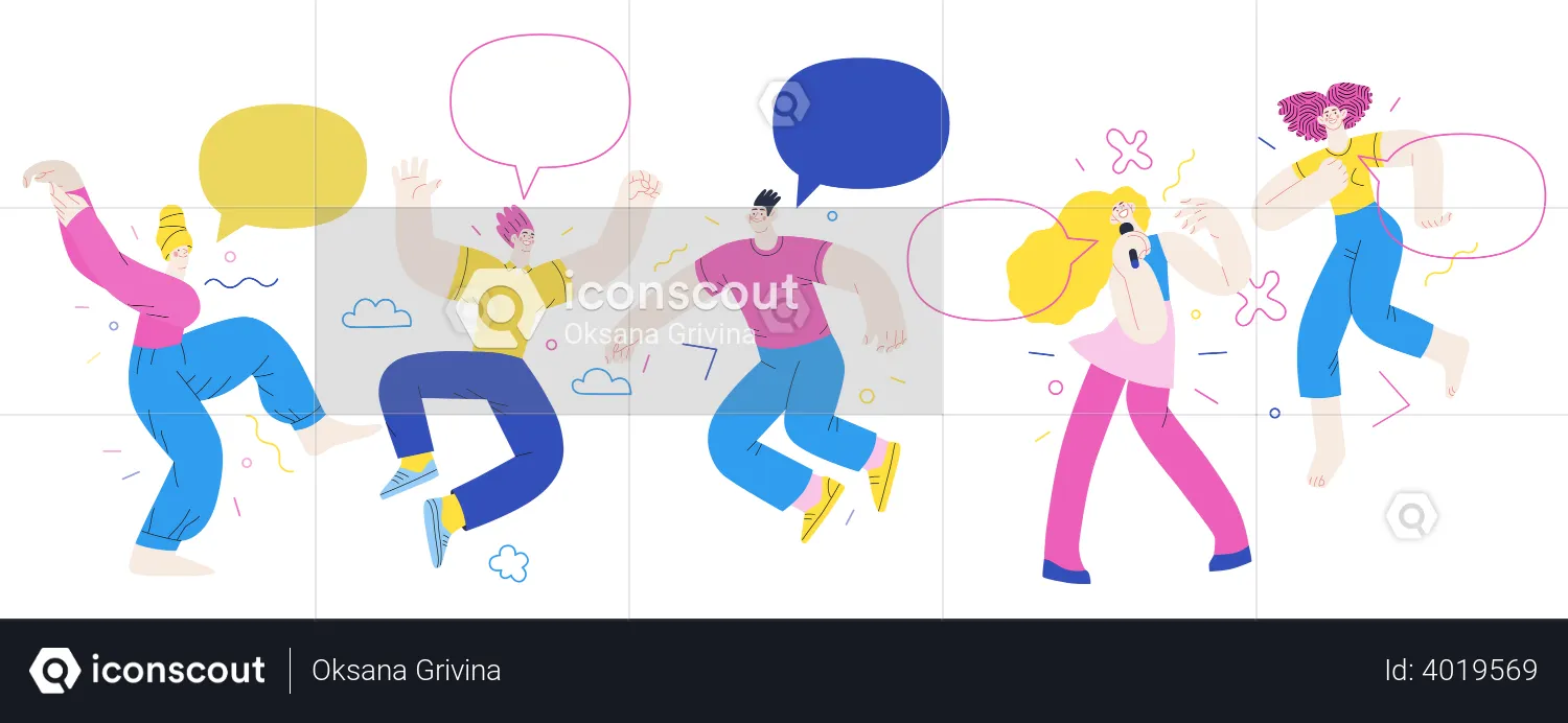 People Jumping In Air  Illustration