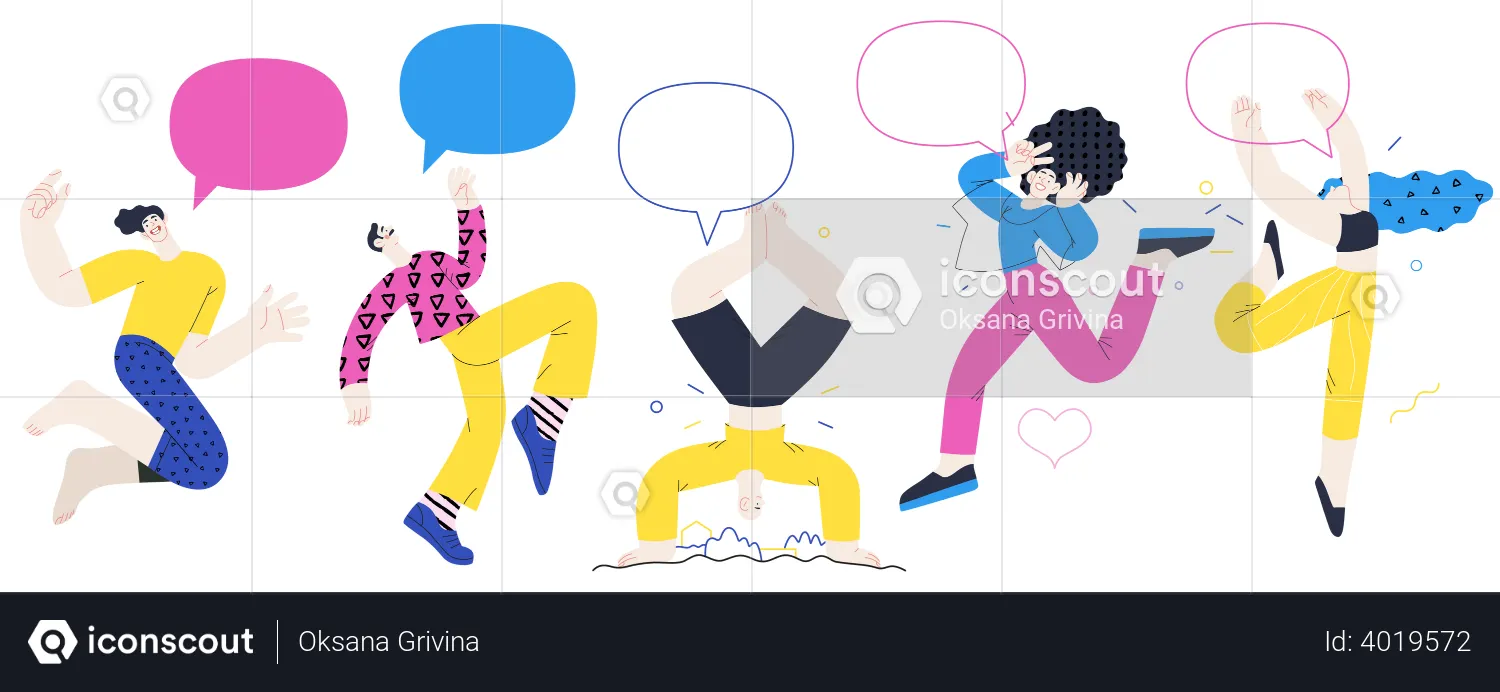 People Jumping In Air  Illustration