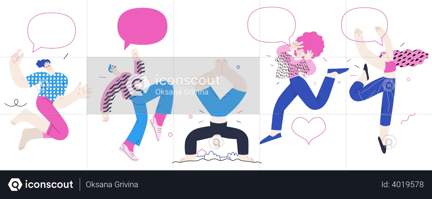 People Jumping In Air  Illustration