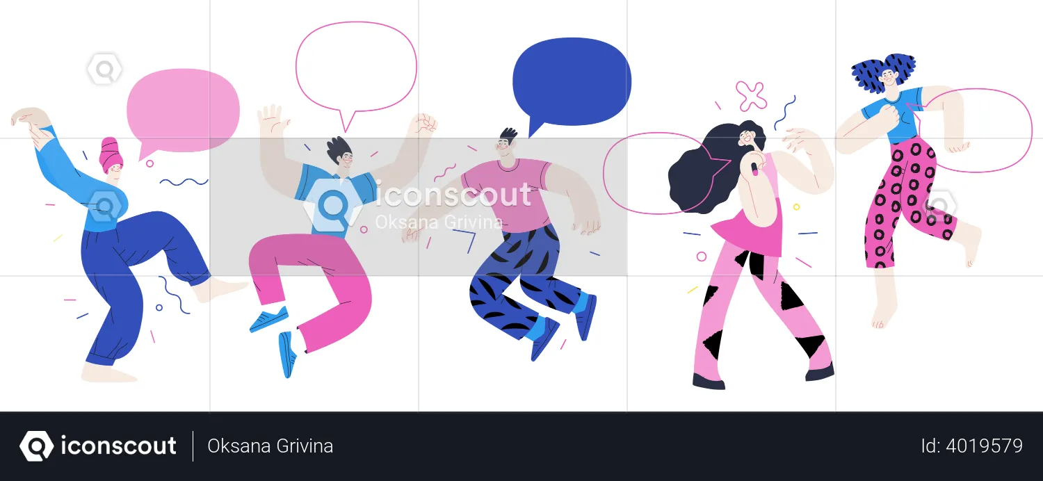 People Jumping In Air  Illustration