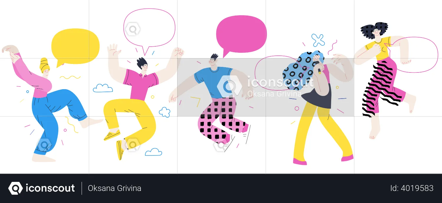 People Jumping In Air  Illustration