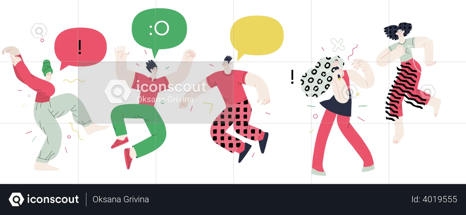 People jumping in the air joyfully  Illustration