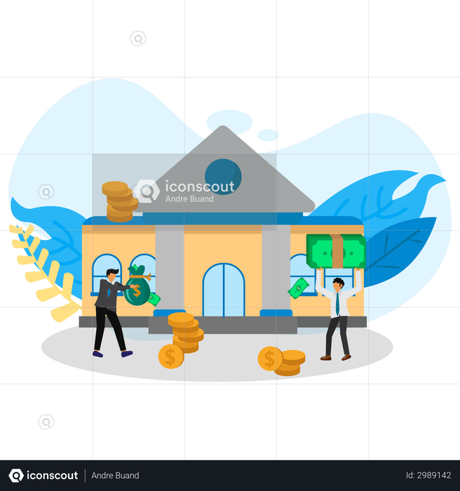 Best Premium People keep money in the bank Illustration download in PNG