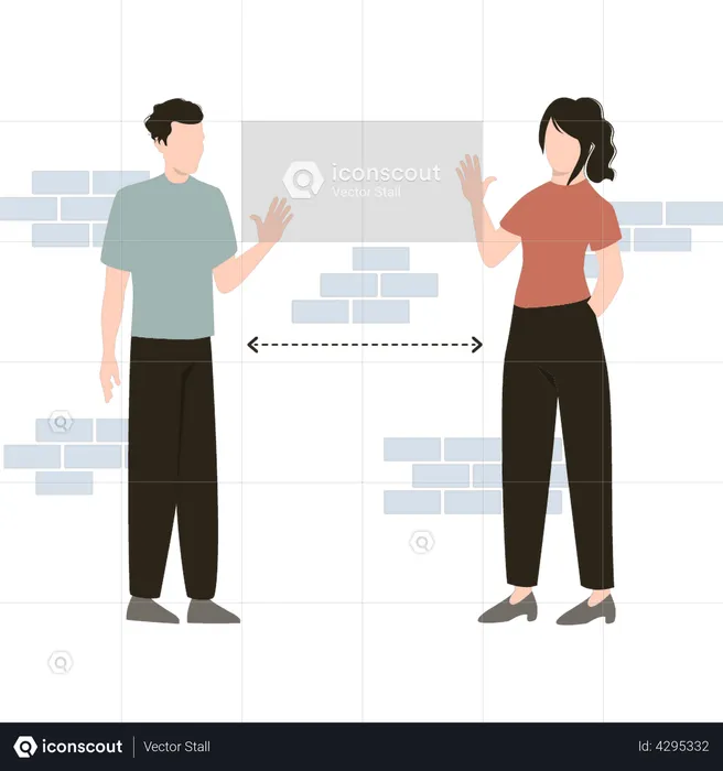 People maintaining social distancing  Illustration