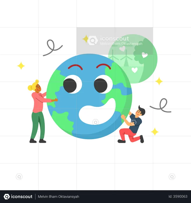 People making happy planet  Illustration