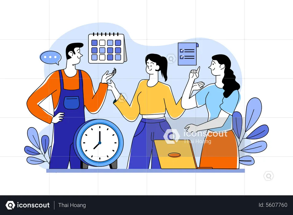 People making schedule together  Illustration