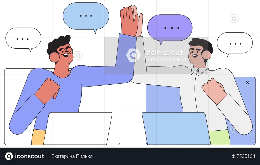 People meet online and plan tasks together  Illustration