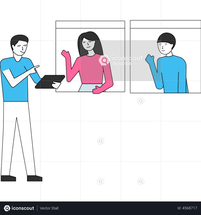 People on an online video conference  Illustration