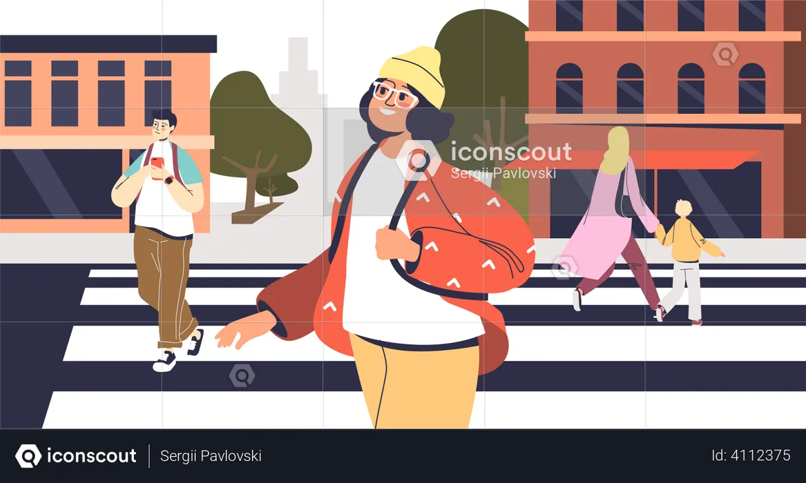 People on crosswalk  Illustration