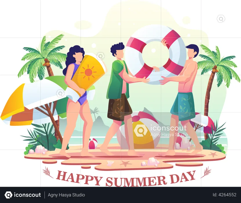 People on summer vacation  Illustration
