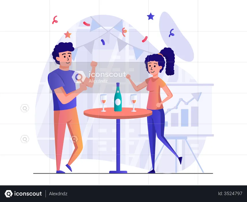 People partying and drinking champagne  Illustration