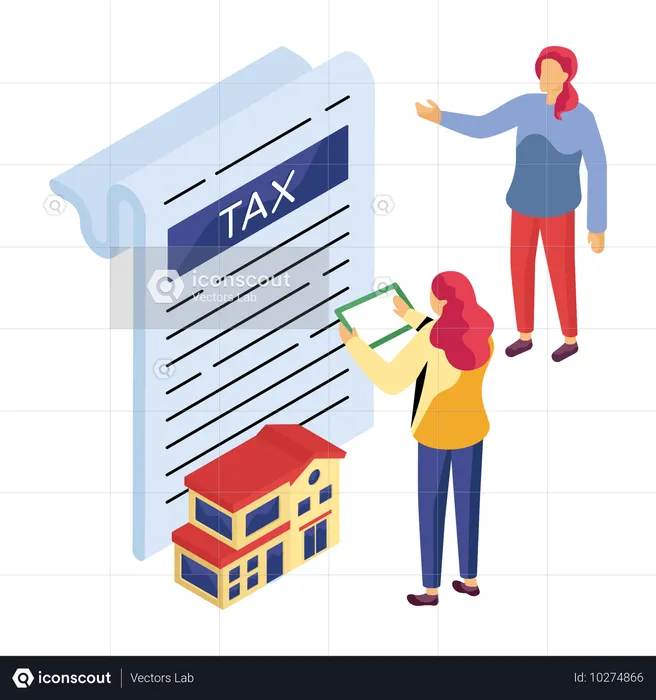 People paying tax on new house  Illustration