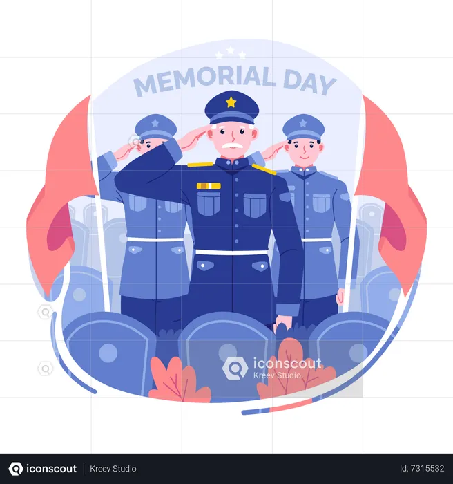 People paying their respects on memorial day  Illustration