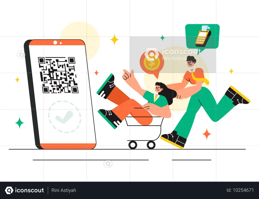 People Paying via Qr code  Illustration