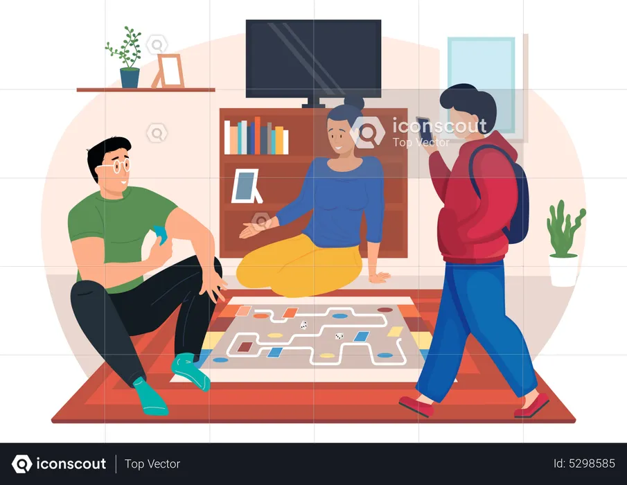 People playing a board game at home  Illustration