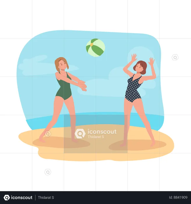 People Playing beachball  Illustration