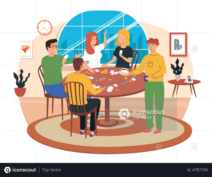 People playing board game at home  Illustration