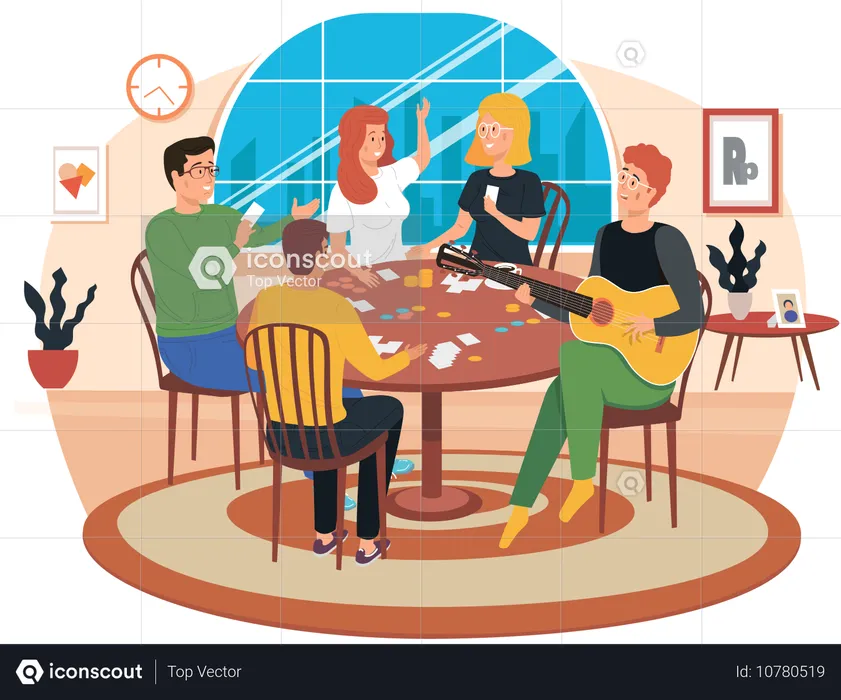 People playing board game  Illustration