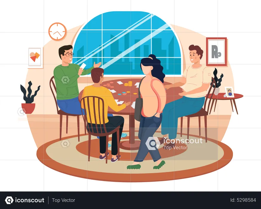 People playing board game together  Illustration