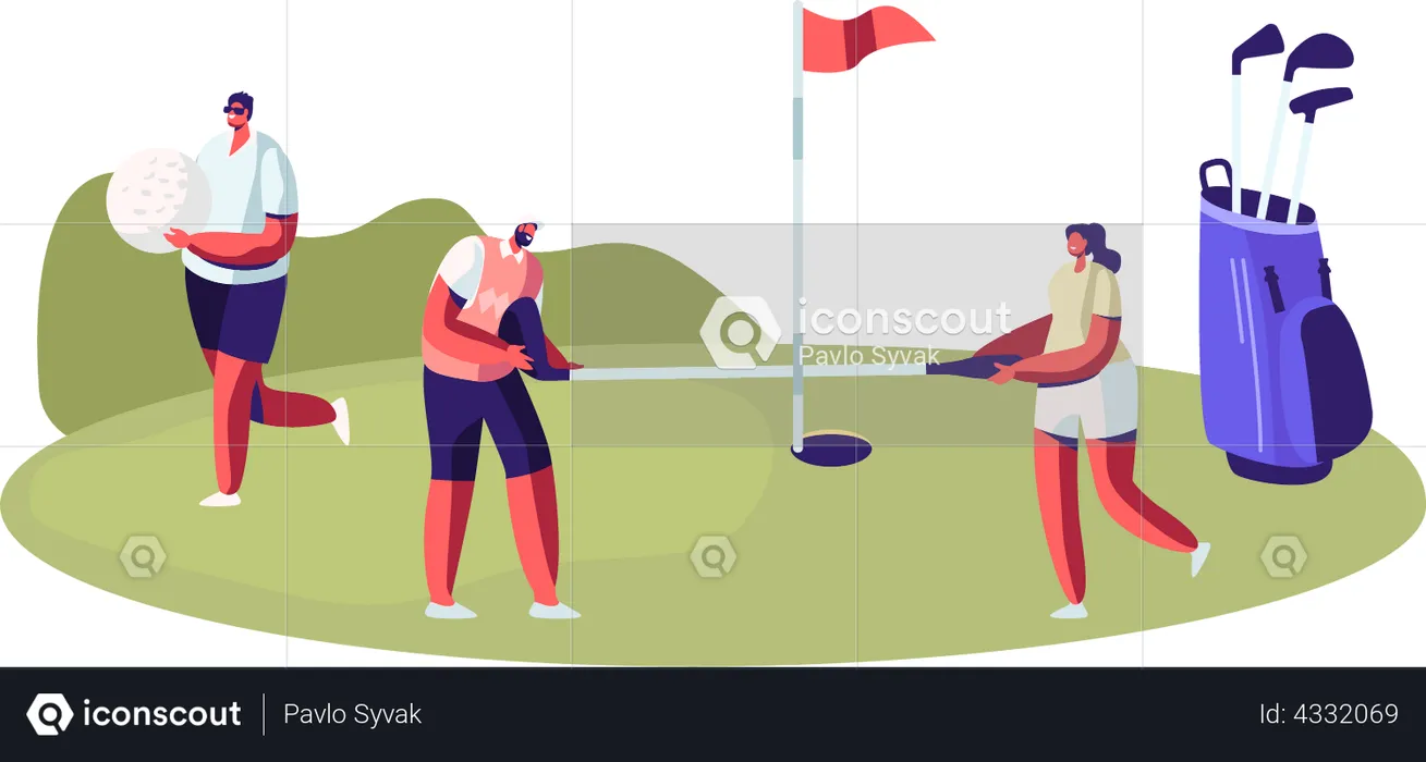 People Playing Golf  Illustration