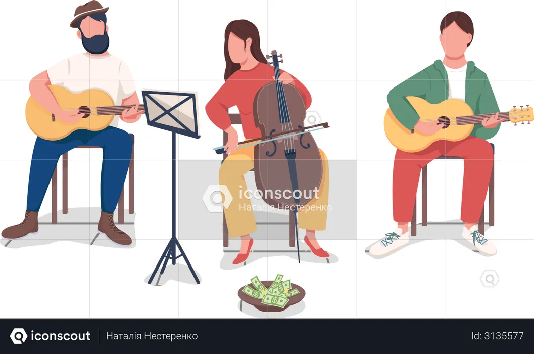 People playing music  Illustration