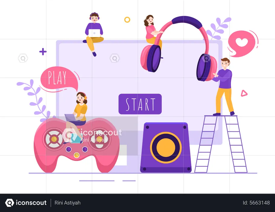 People playing video game  Illustration