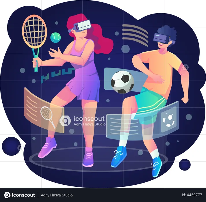 People playing virtual sports  Illustration