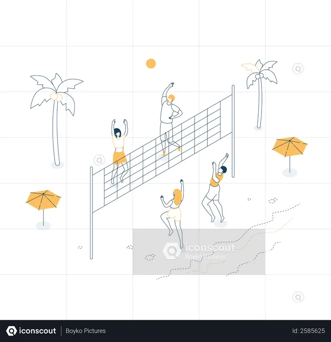 People playing volleyball  Illustration