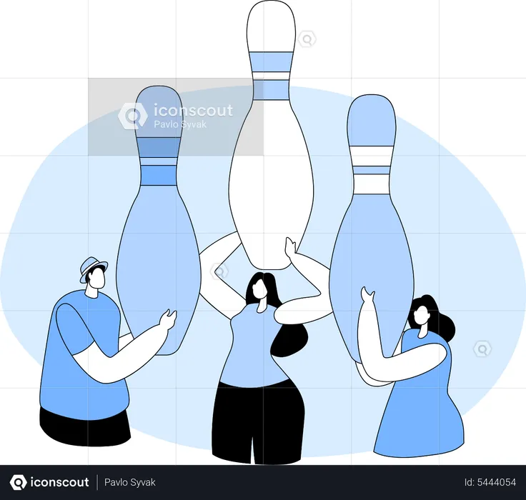 People playing with bowling pins  Illustration