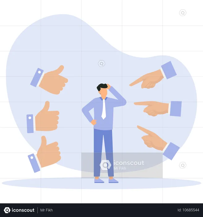 People pointing fingers at sad man  Illustration