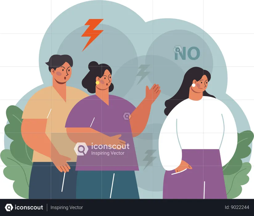 People pointing girl and say no  Illustration