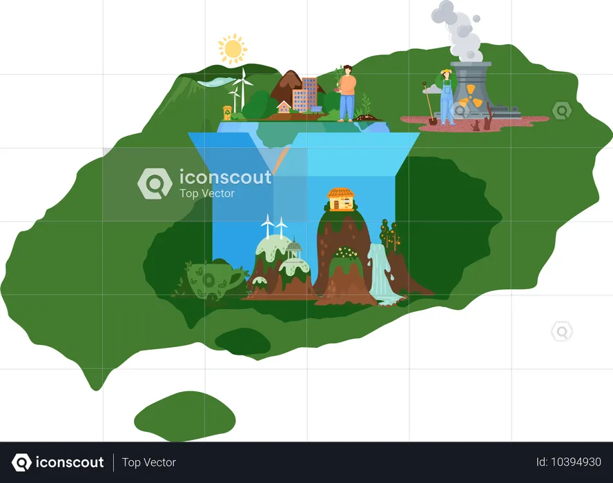 人々は地球の日に向けて準備する  イラスト