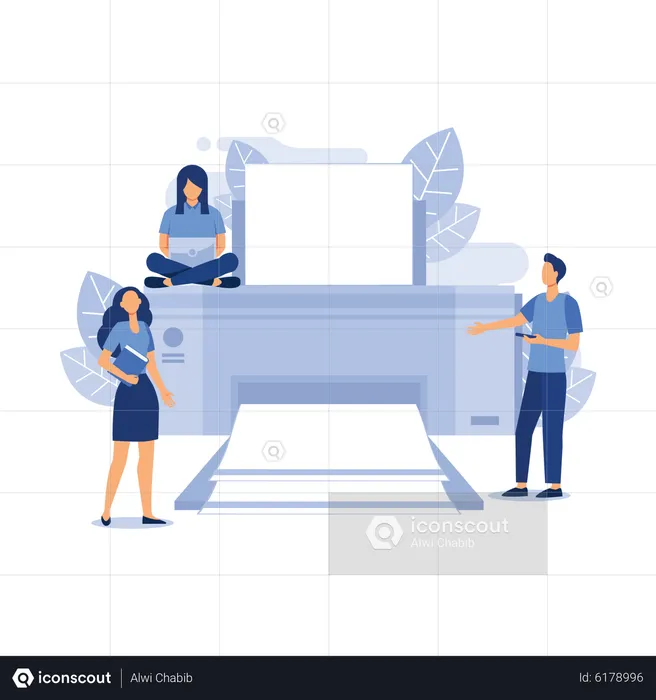 People print documents  Illustration