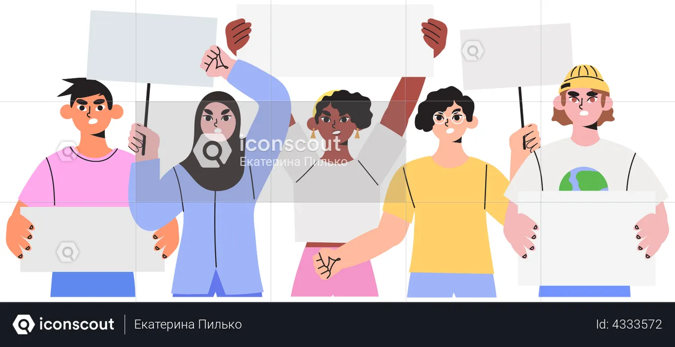 People protesting for human rights  Illustration