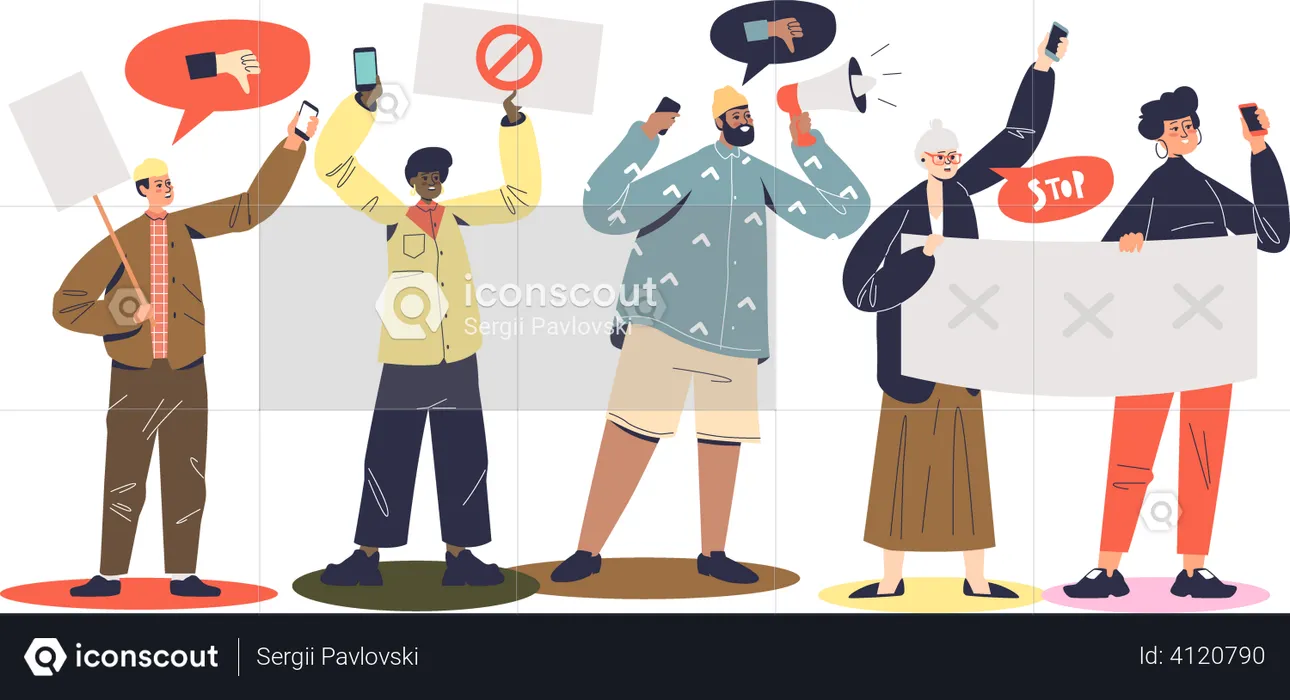 People Protesting  Illustration