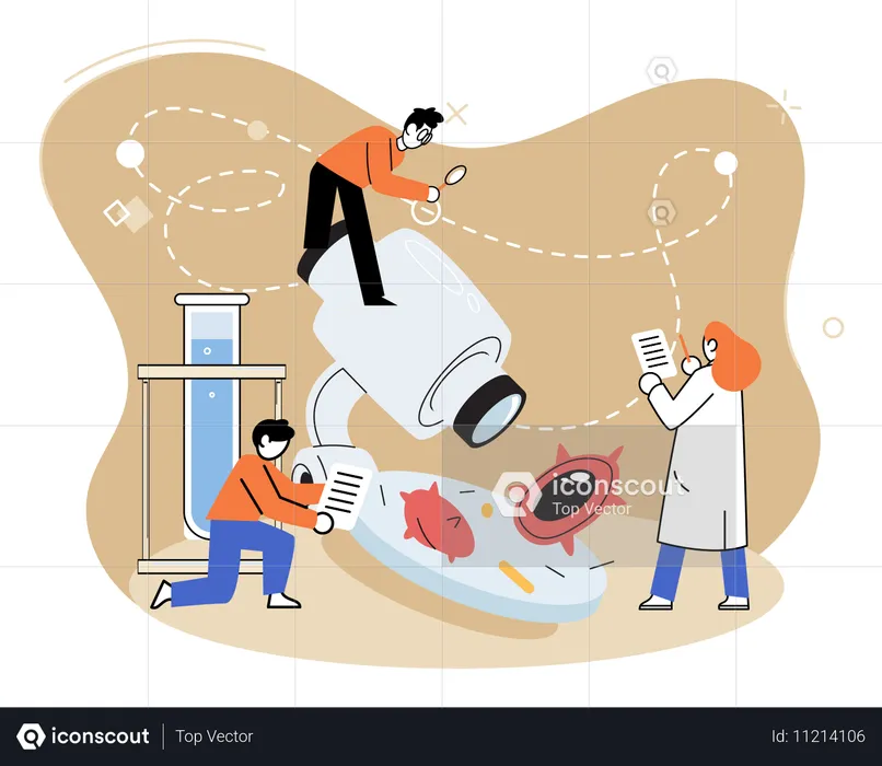 People providing laboratory diagnostic service  Illustration