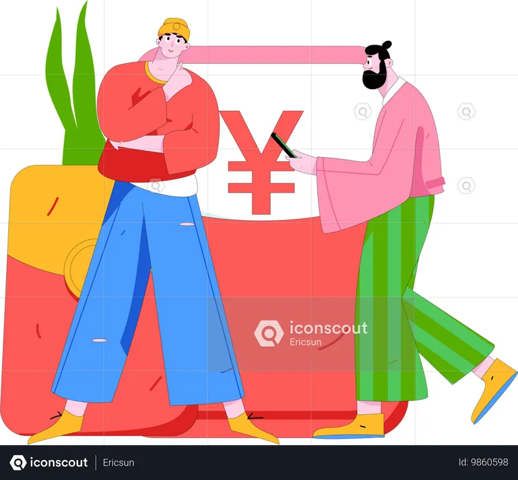 People putting money in angpow  Illustration