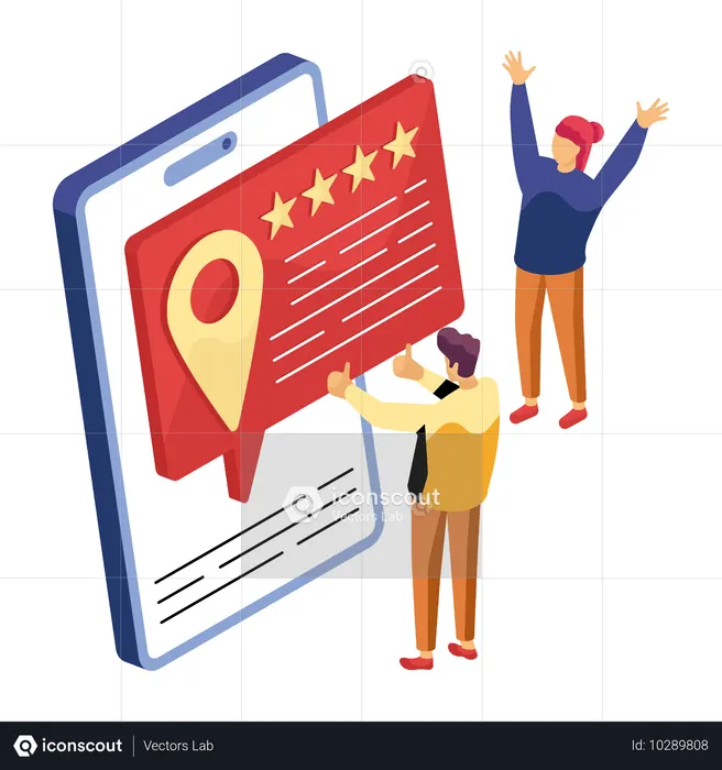配達員のサービスを評価する人々  イラスト