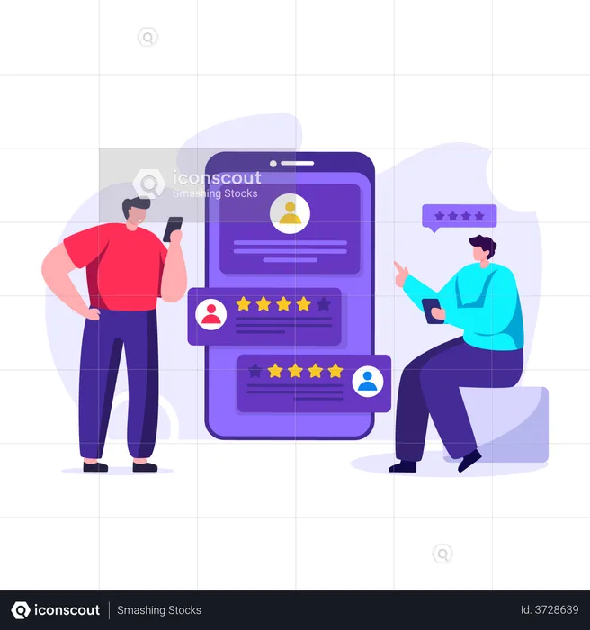 People rating experience through application  Illustration